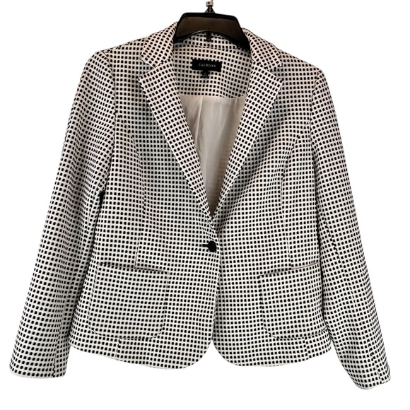 Talbots Jackets & Blazers - Talbots Checkered Gingham Blazer Suit Coat Jacket Mid-Weight Black White Sz L